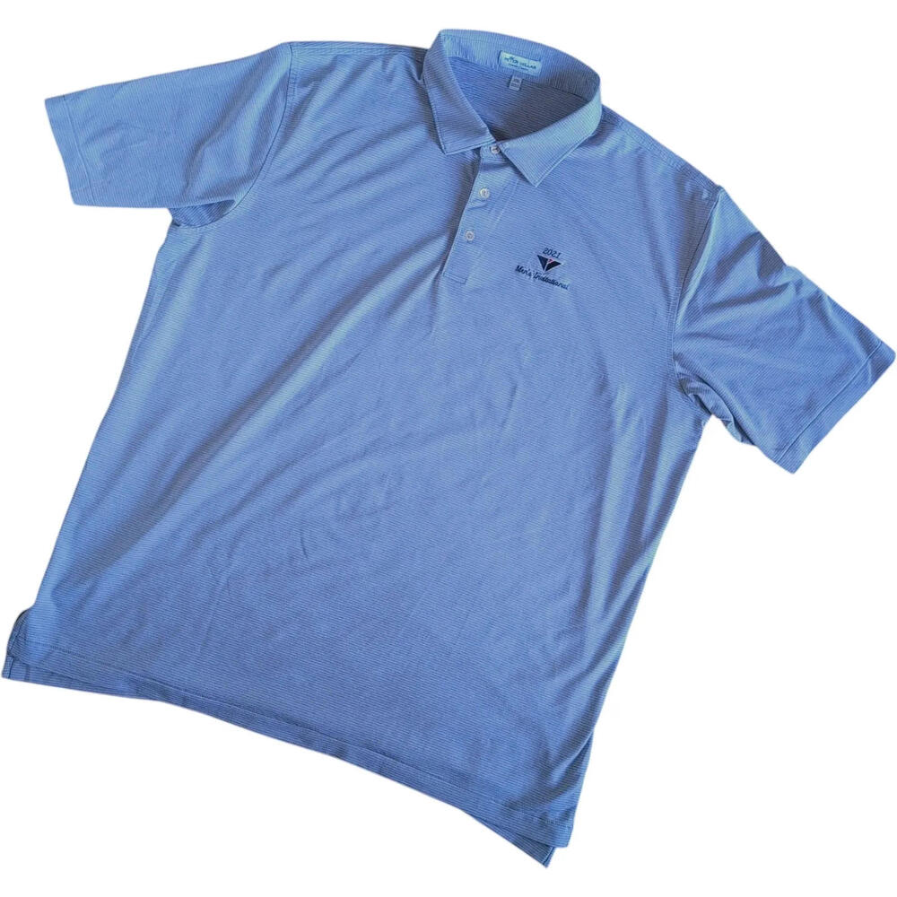 Peter Millar Polo Shirt Mens 2XL Blue Summer Comfort Golf 2021 Invitational‎